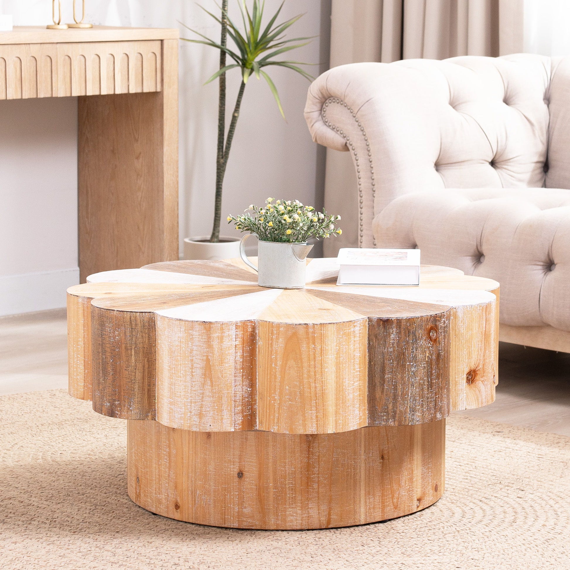 Flower Shaped Coffee Center Table For Living Room - Multicolor