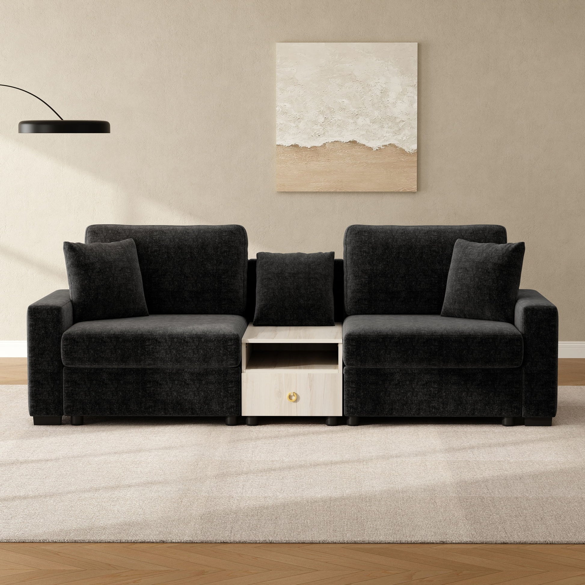 Modular Sofa Couch With Storage Armrest And Center Console