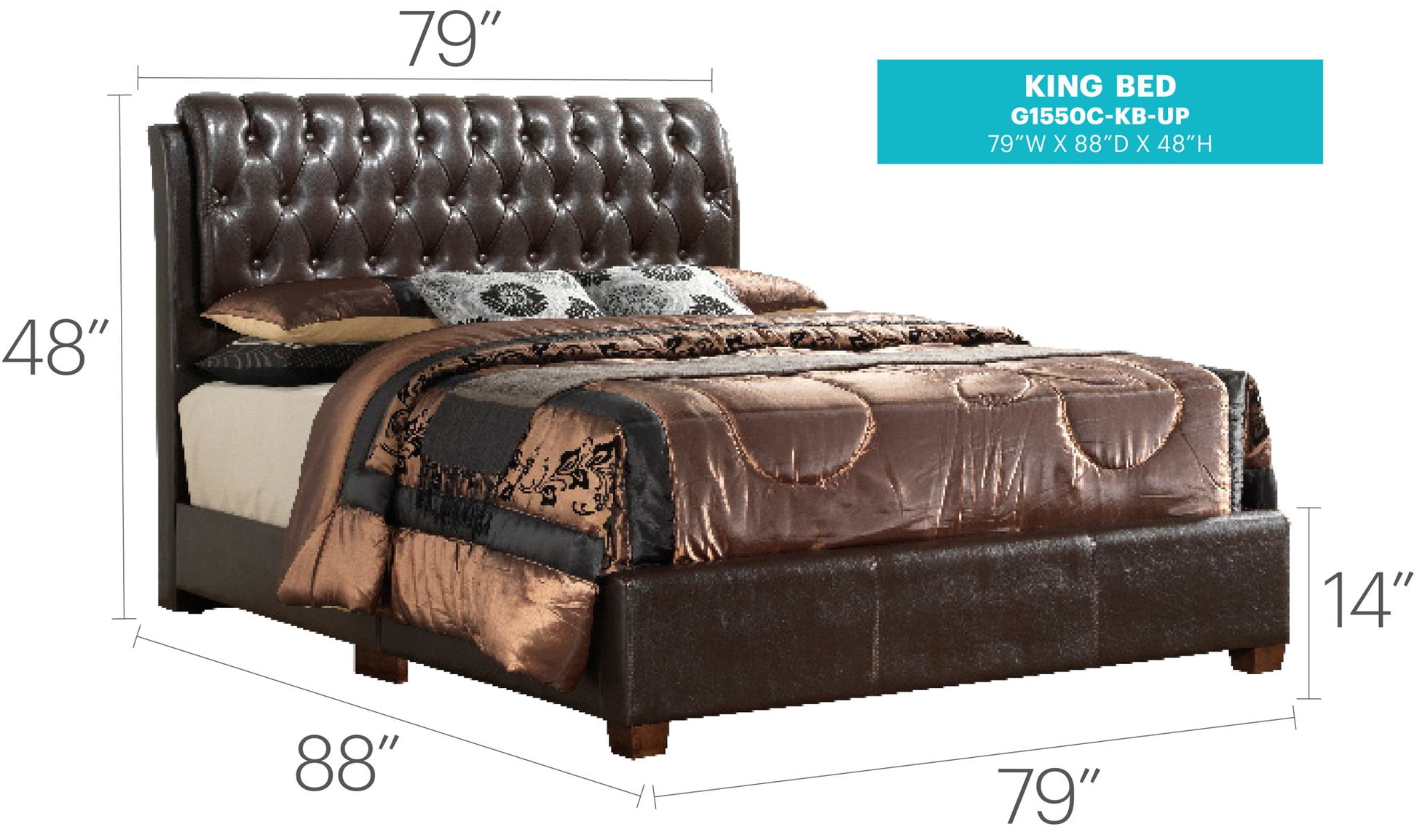 Marilla - King Bed - Dark Brown