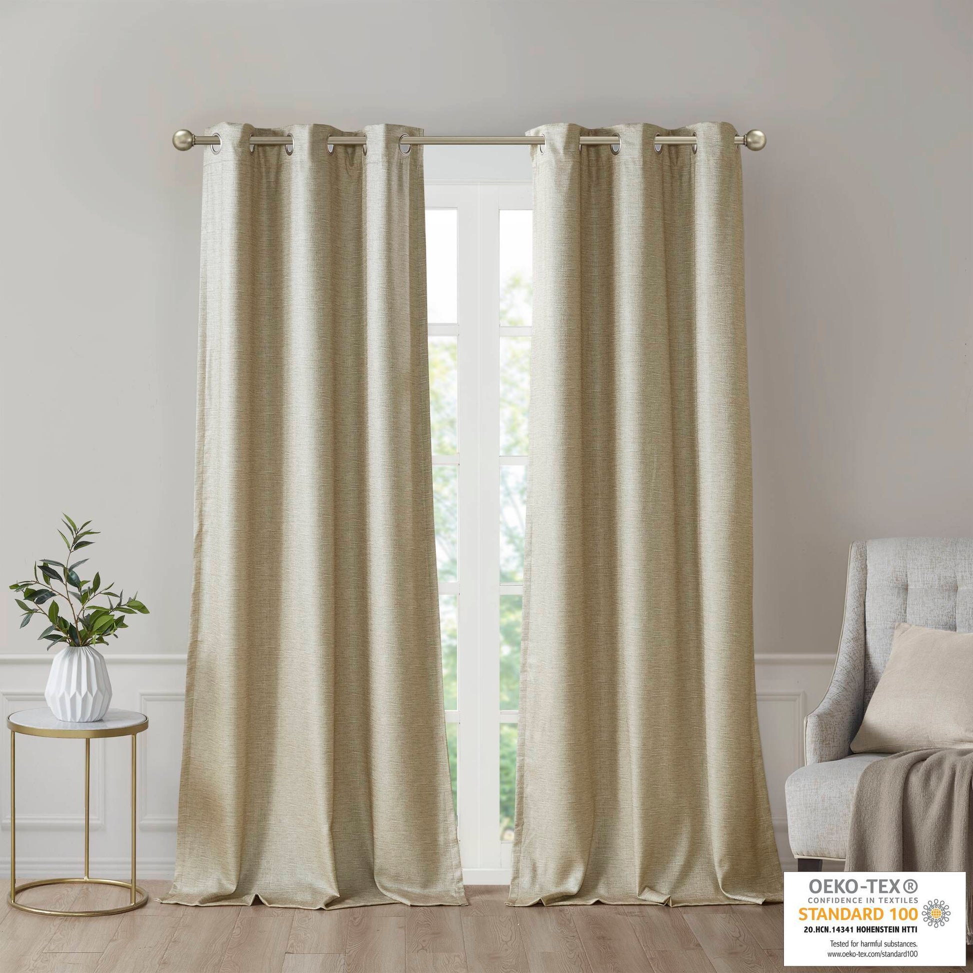Como - Tonal Printed Total Blackout Window Panel Pair - Taupe