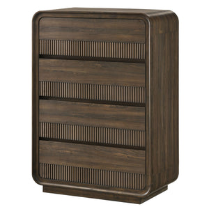 Flair Rounded Edges 1 Piece Chest, 5 Drawer Storage Bedroom Furniture - Brown
