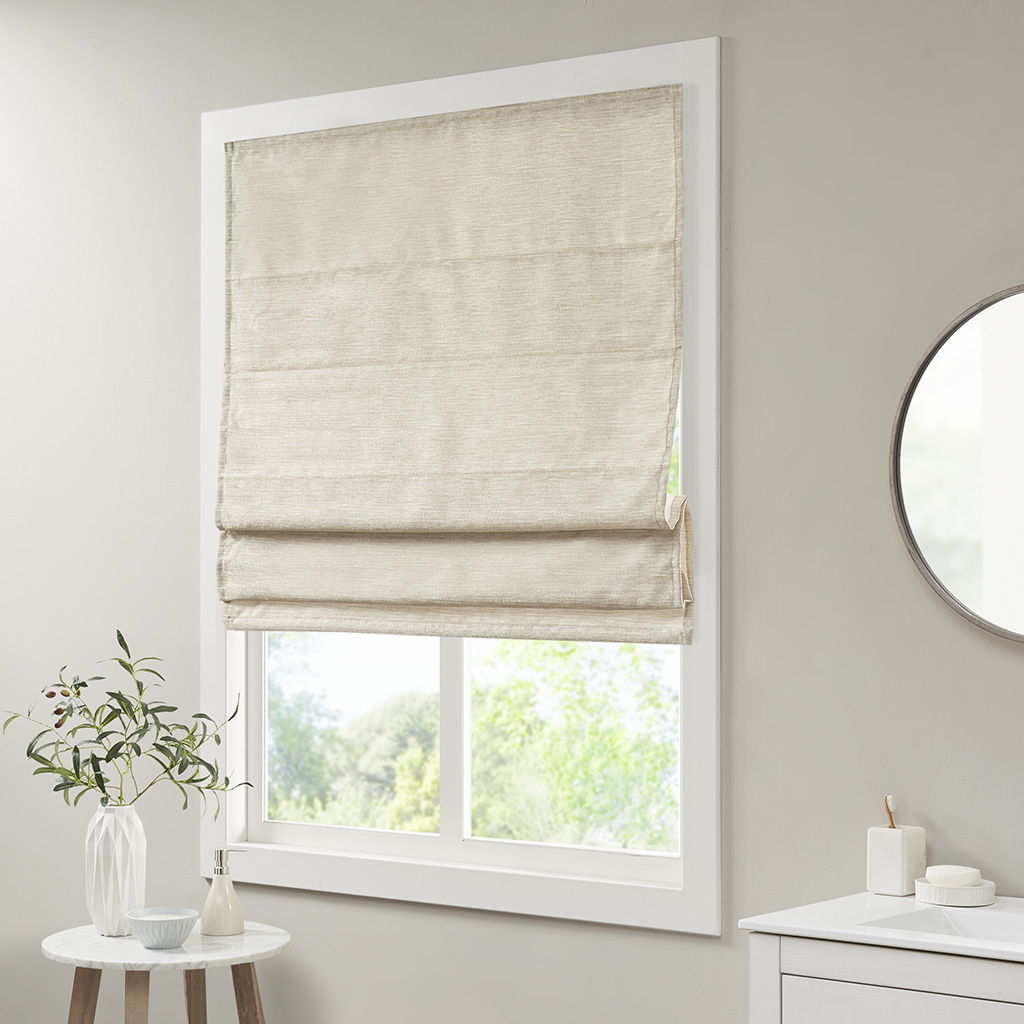 Como - 33" Printed Room Darkening Cordless Roman Shade - Ivory