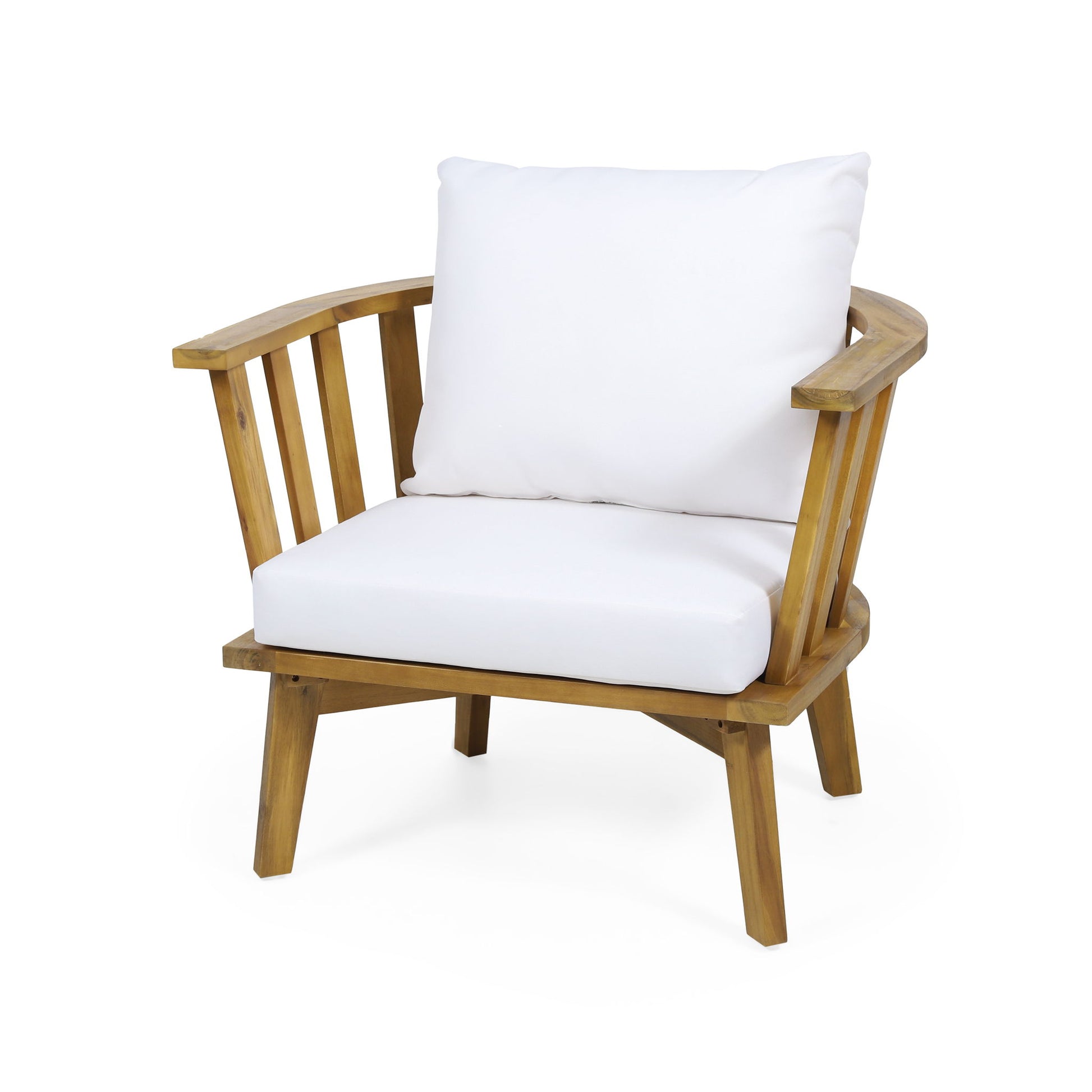Outdoor Club Chair With Curved Backrest And Frame - White
