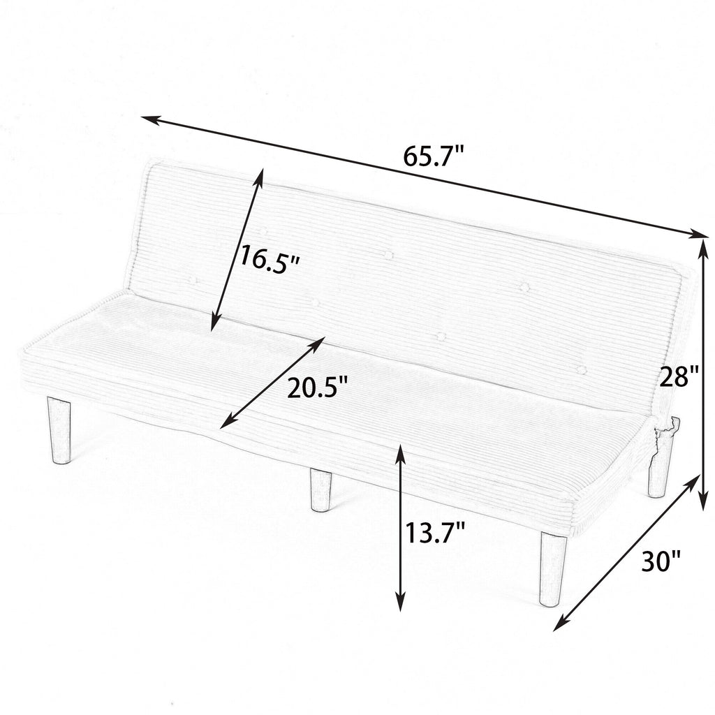 Versatile Corduroy Sofa Bed With Solid Wood Frame