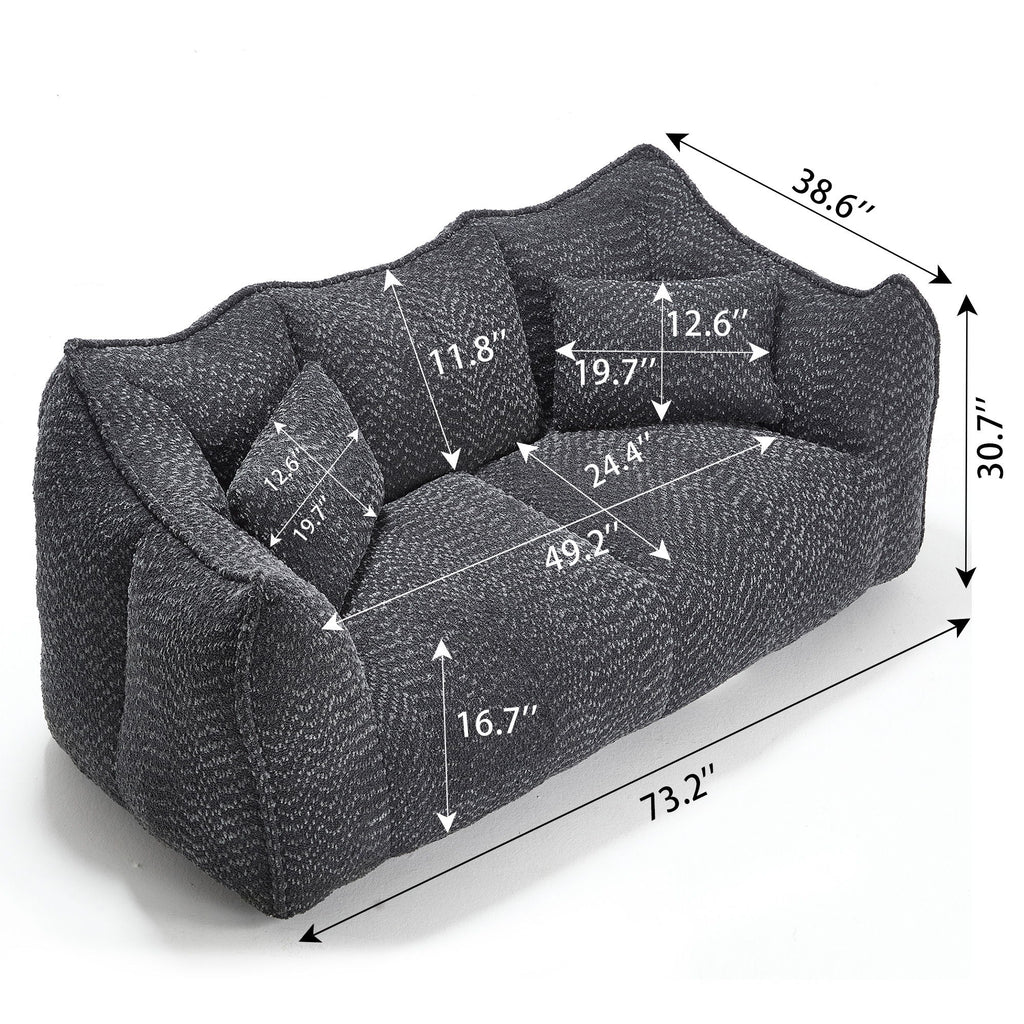 Comfortable Dual Beanbag Chair With High Resilience Foam Core For 2 People
