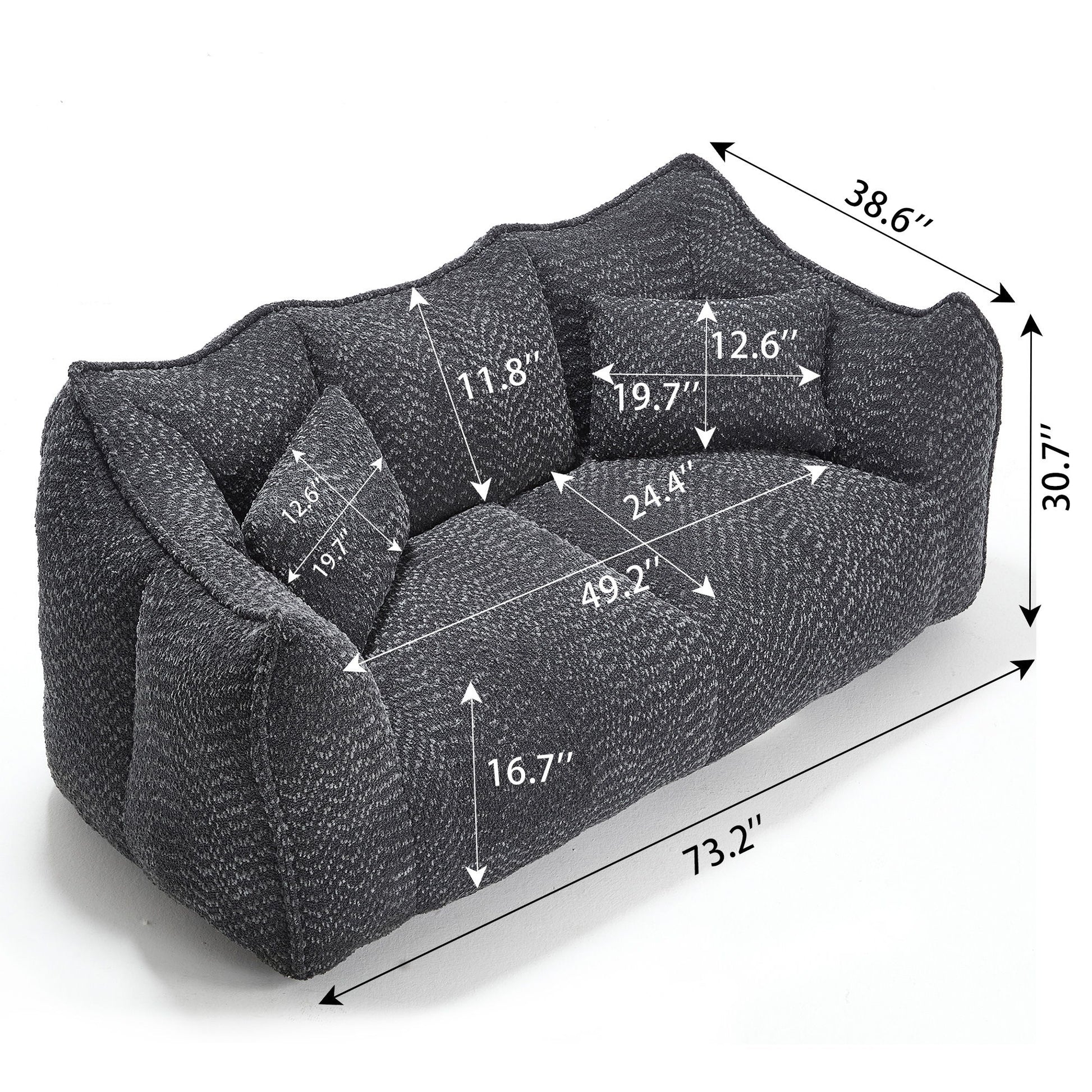 Comfortable Dual Beanbag Chair With High Resilience Foam Core For 2 People