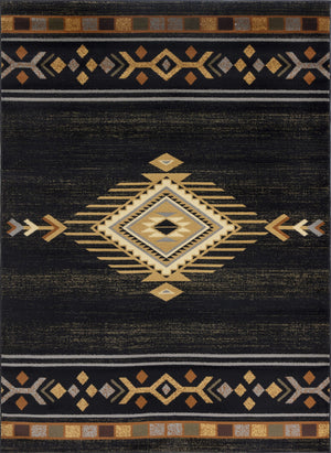 Tribes - 7'10" X 10'3" Southwest Area Rug - Black
