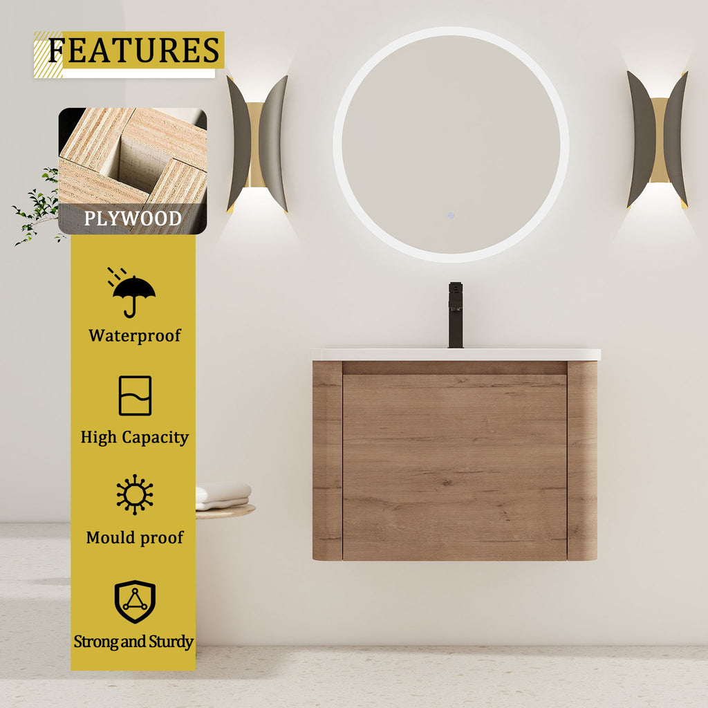 Wall Mounted Bathroom Vanity With Sink & 1 Soft Close Door