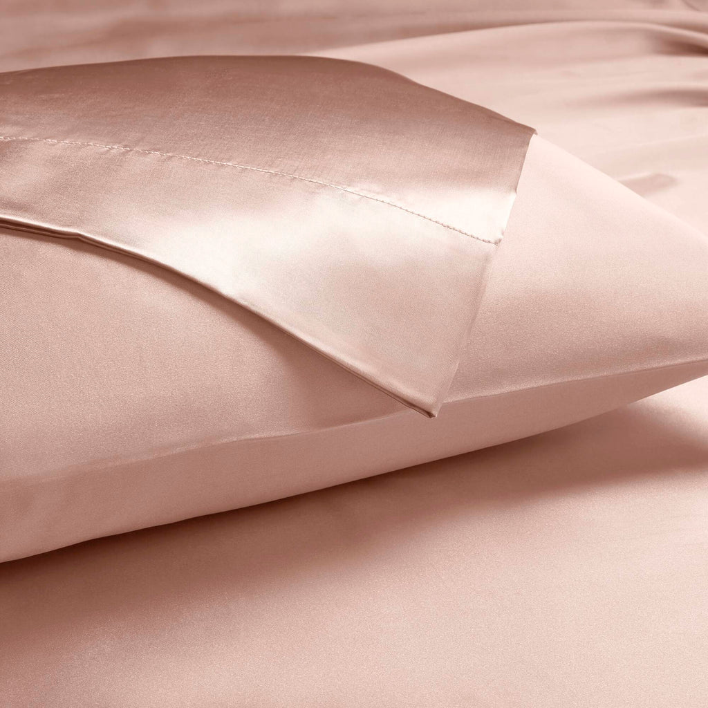 Satin - Wrinkle - California King Free Luxurious 6 Piece Sheet Set - Blush