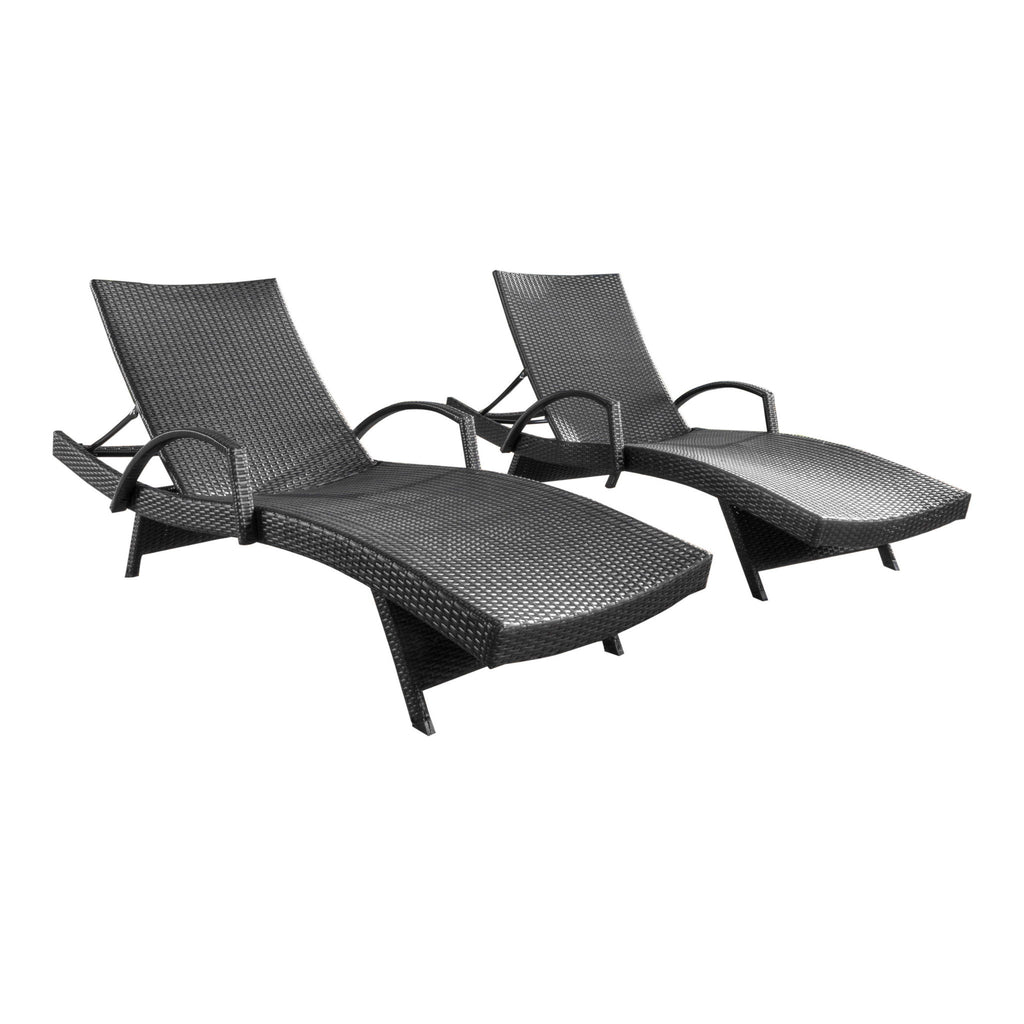 Salem - Contemporary Wicker Chaise Lounge With Arm, Weather Resistant