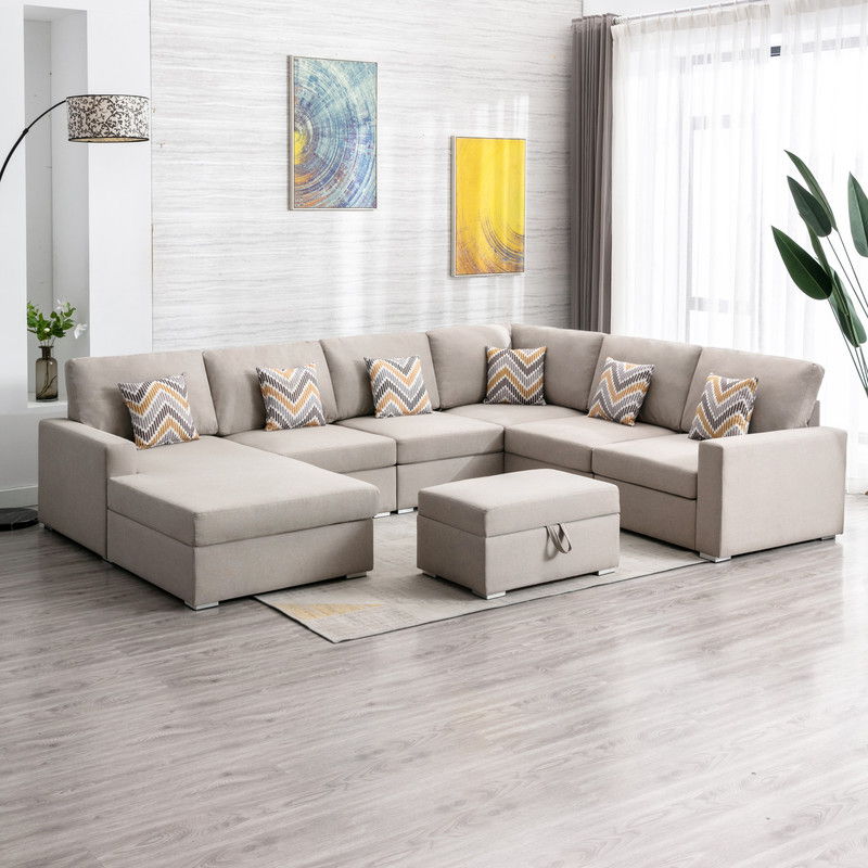 Nolan - 7 Piece Sectional Sofa With Pillows And Interchangeable Legs