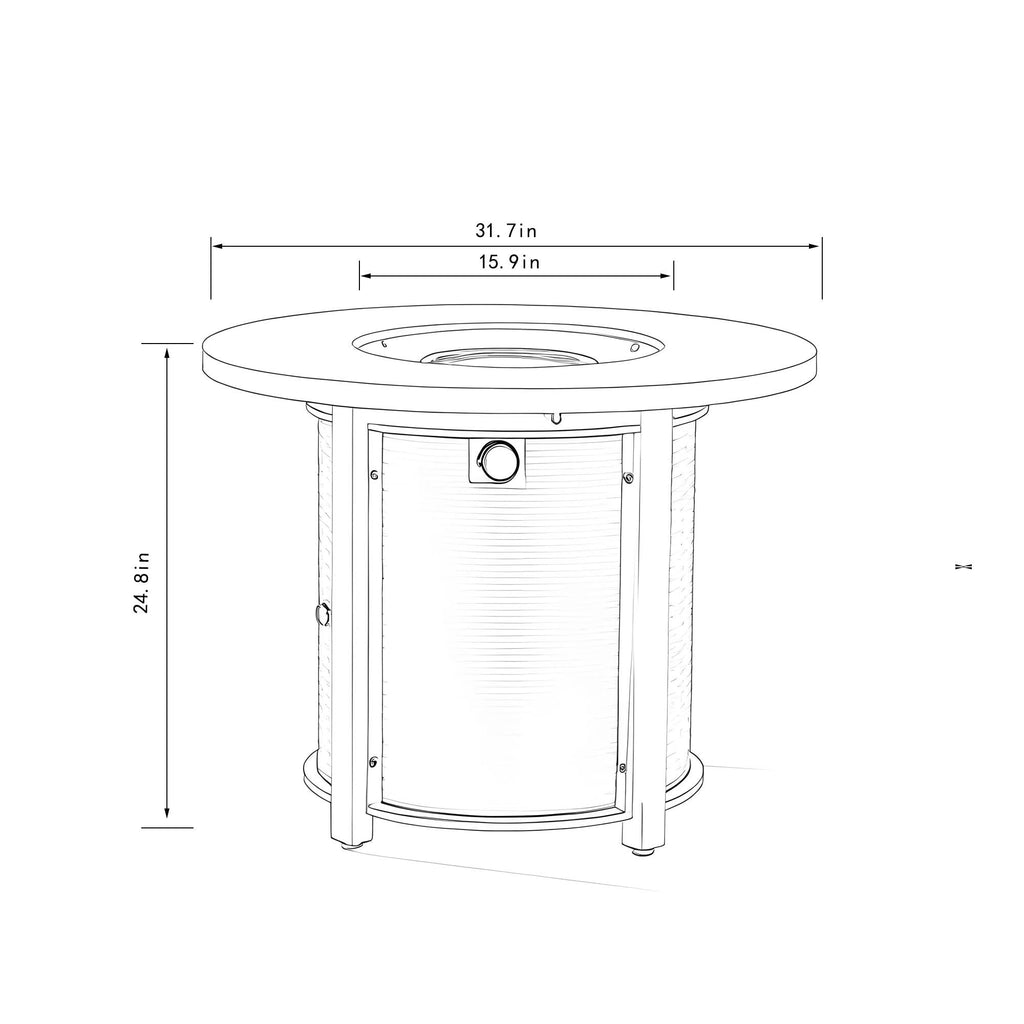 Propane Gas Fire Pit Table, 50000 Btu Round Steel Fire Pit