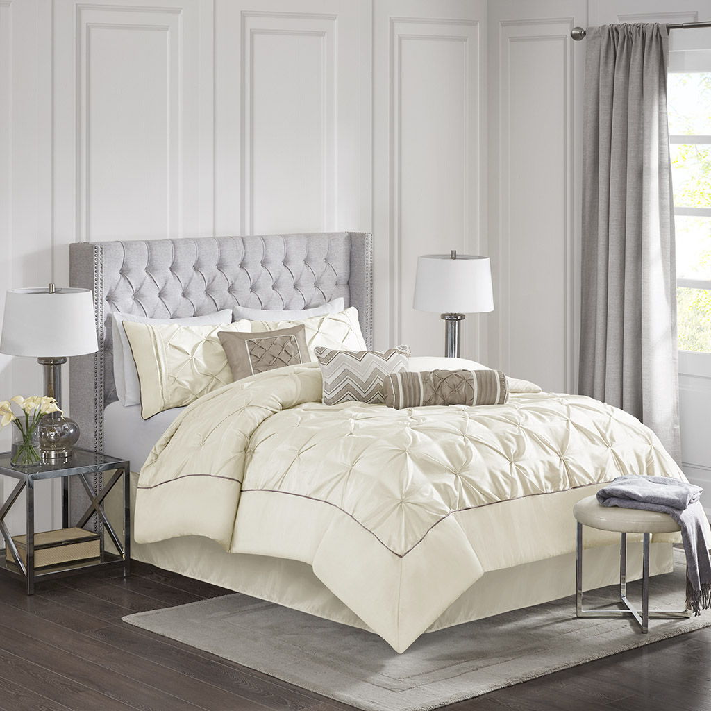 Laurel - King 7 Piece Tufted Comforter Set - Ivory