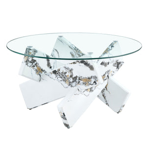 Modern Round Glass Coffee Table With Tempered Glass