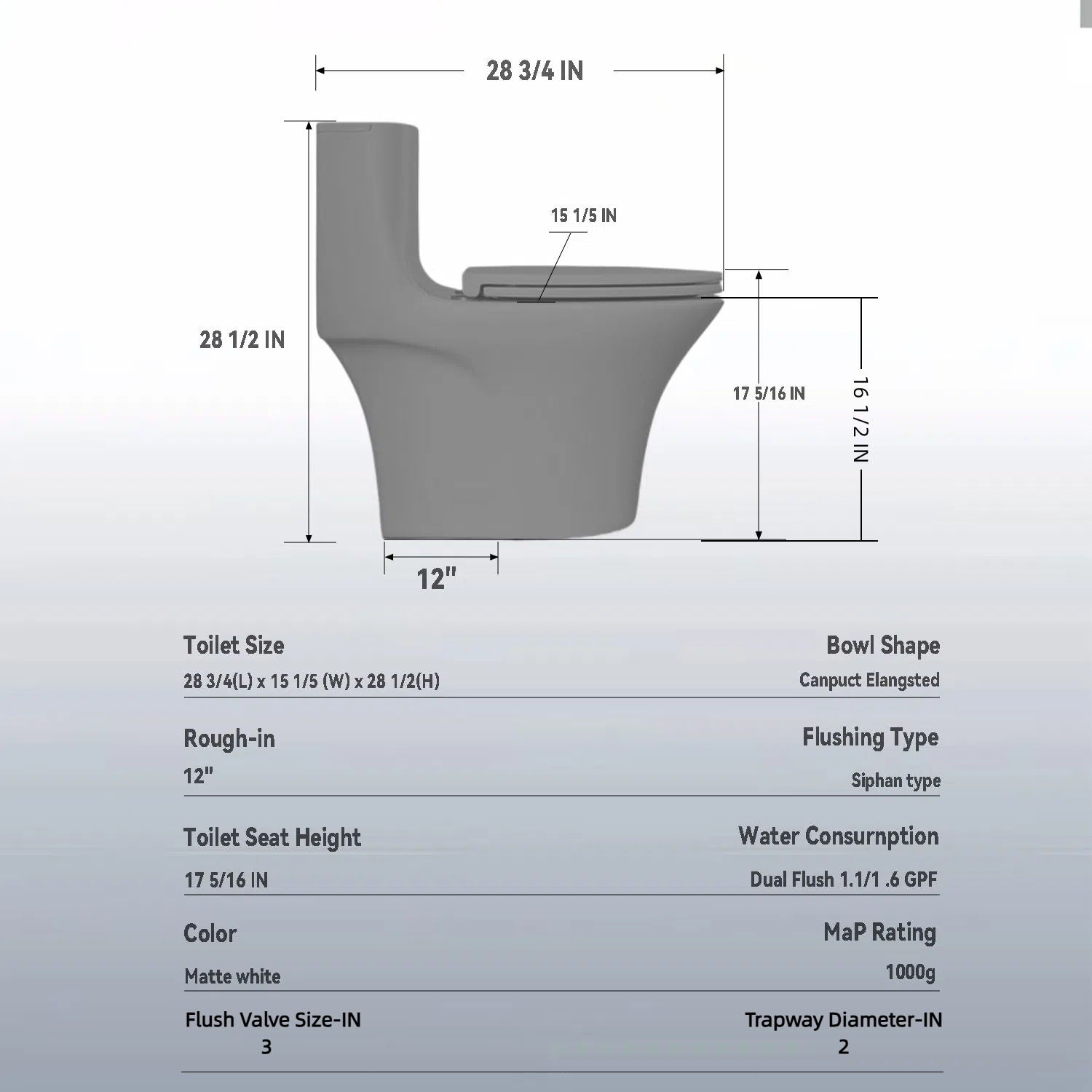 1 Piece Toilet With Dual Flush And Soft Closing Seat