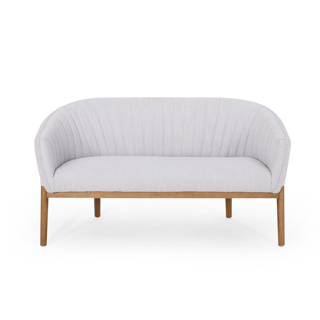 Mid Century Modern Loveseat With Channel Stitched Backrest