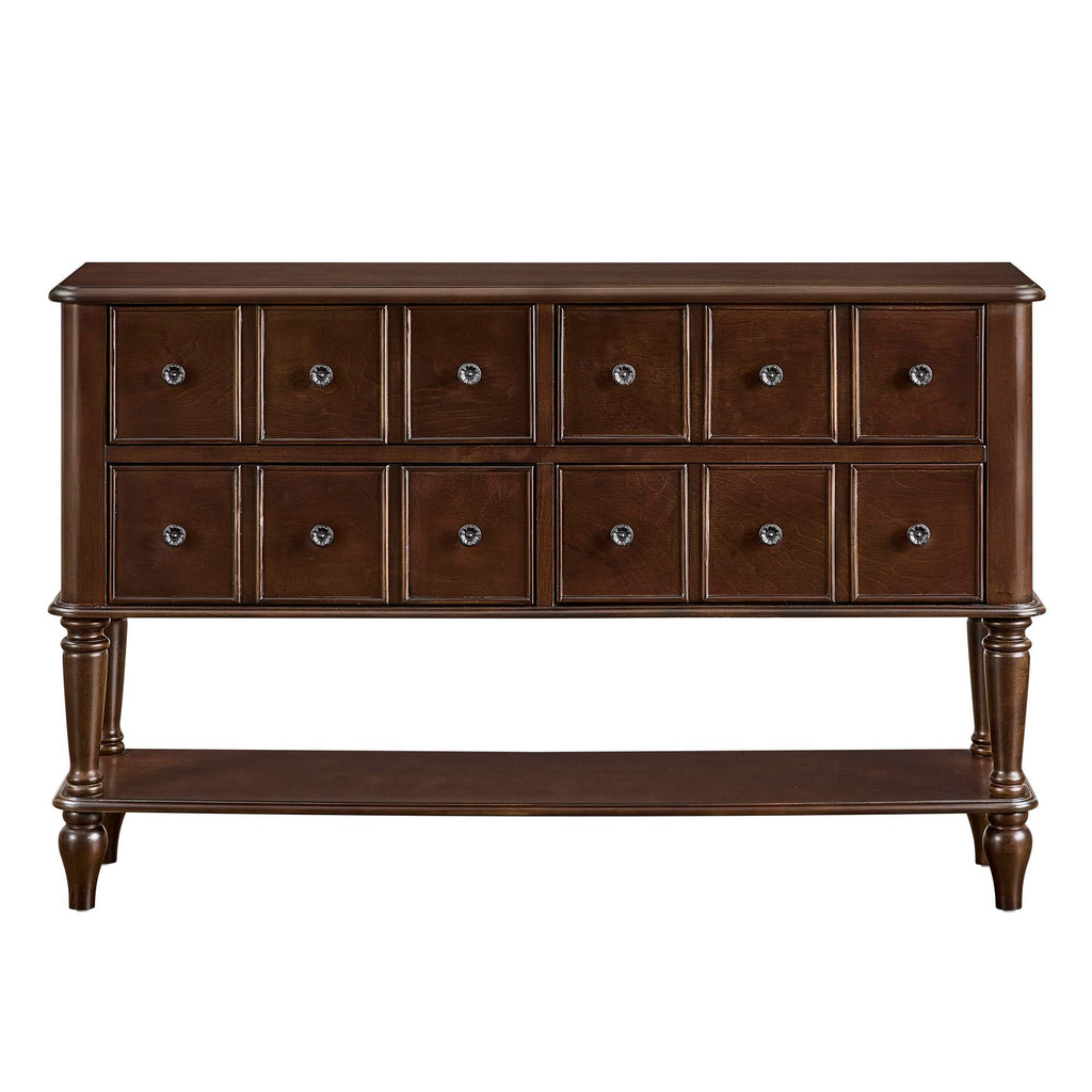 Console Table, Entryway Sofa Table With 4 Storage Drawers And Open Shelf - Espresso