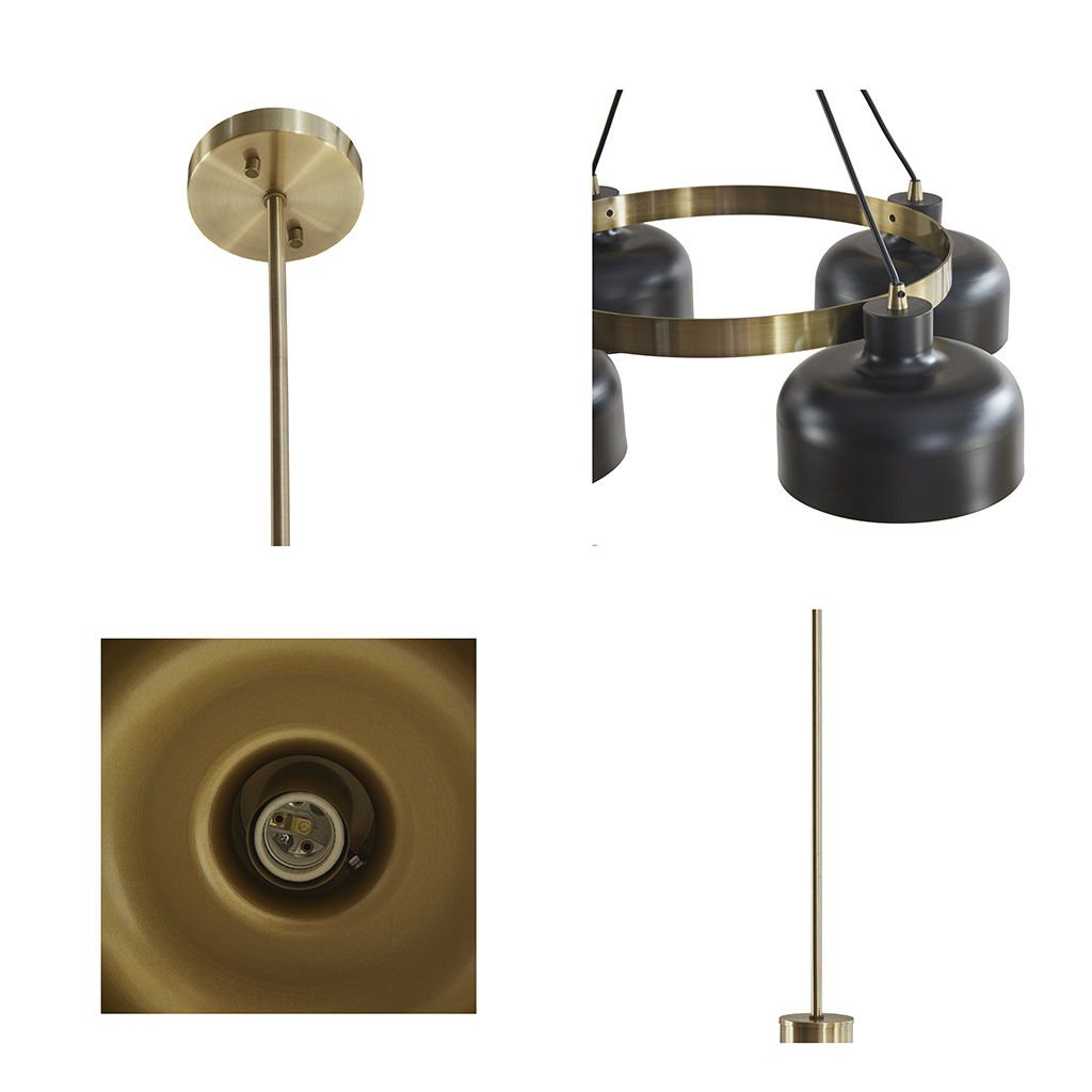 Abbott - 4-Light Metal Shade Chandelier - Black / Gold