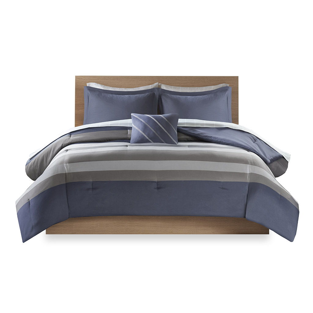 Marsden - Queen Complete Bed Set Including Sheets - Blue / Gray