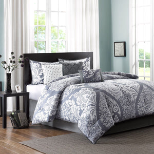 Vienna - Queen 7 Piece Printed Comforter Set - Gray
