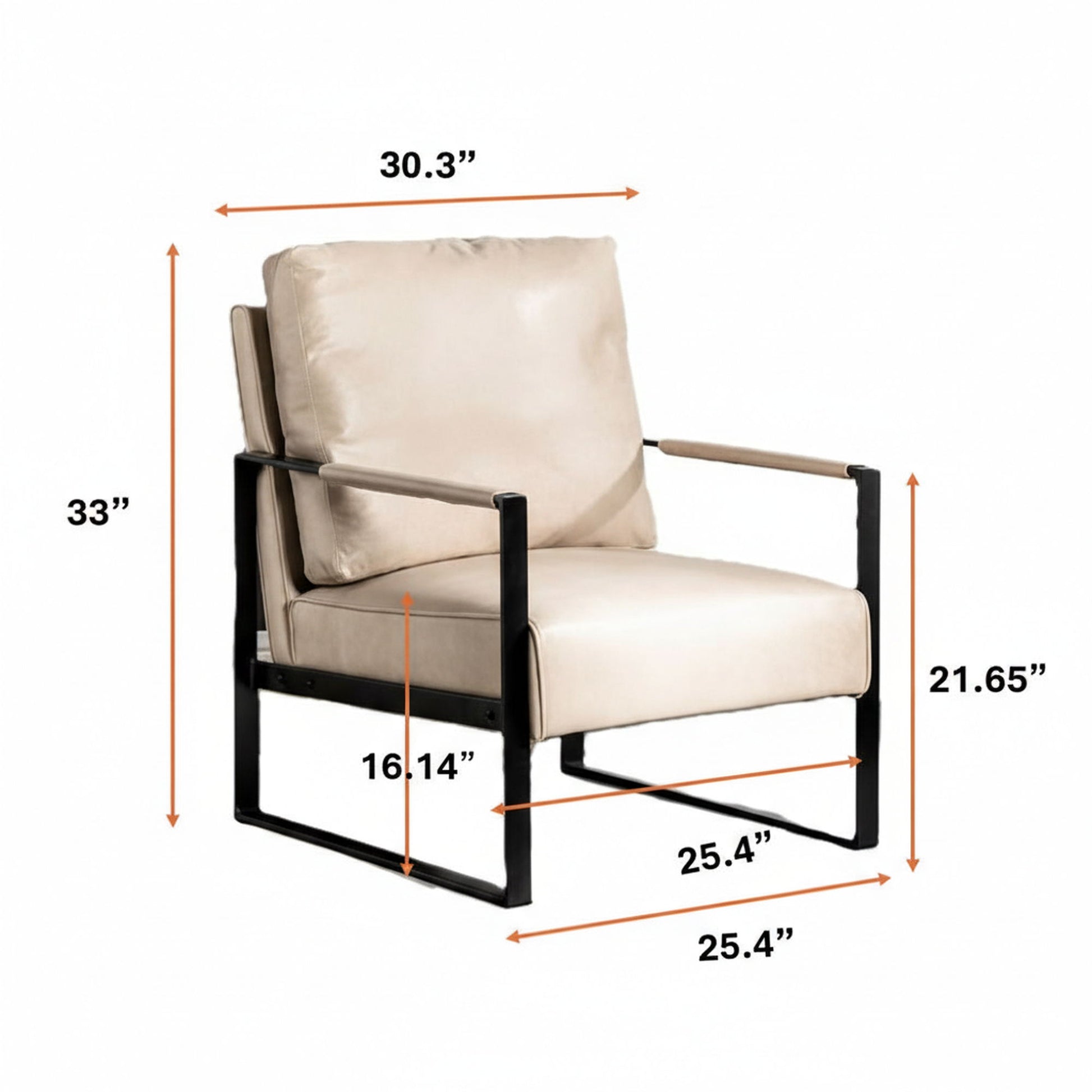 Accent Chair With Durable Square Frame, Armchair For Living Room - Brown
