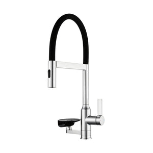 Kitchen Faucet With Magnetic Pull Out Sprayer, 360 Degree Swivel Single Handle High Arc Kitchen Sink Faucet With Glass Rinser - Brushed Nickel