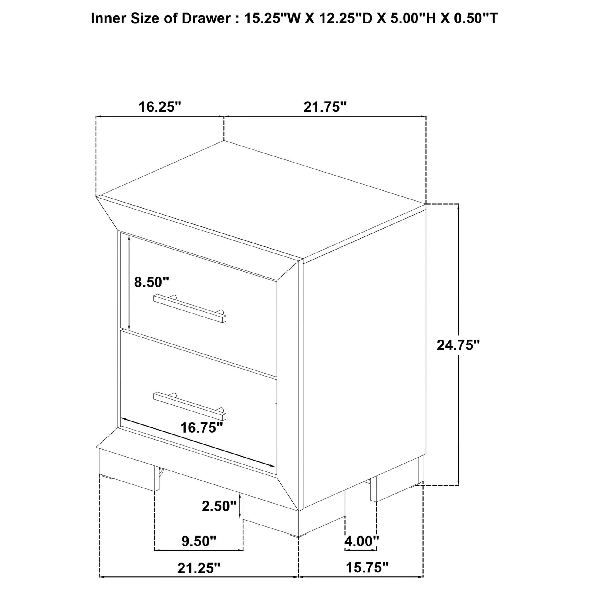 Merritt - 2 Drawer Nightstand - Light Oak