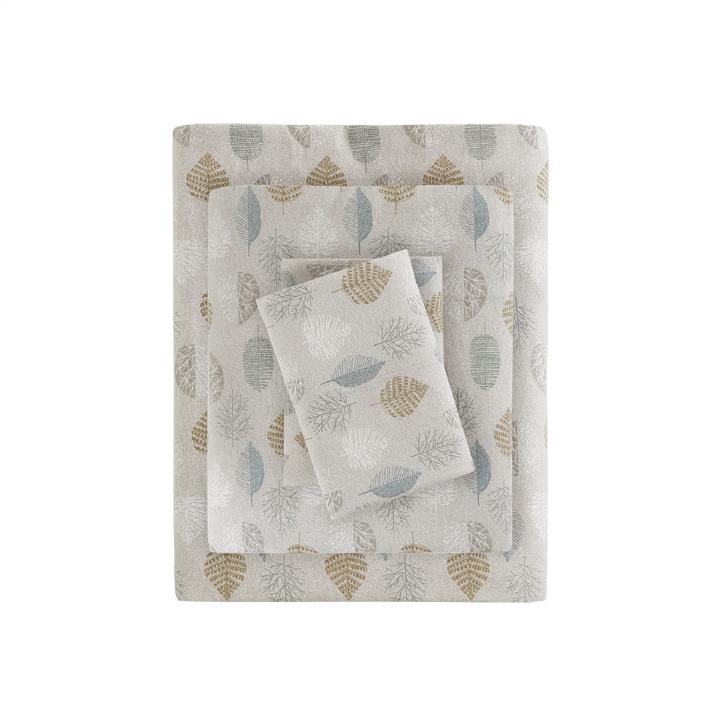 Cozy Flannel - Twin Printed Sheet Set - Multi Leaves