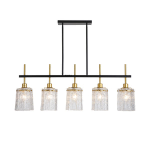 Chandelier 5 Light, Fixture Over Table - Black / Gold