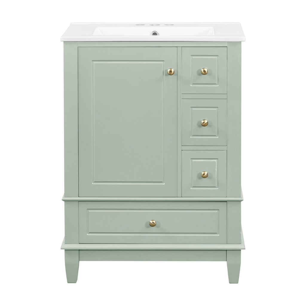 Modern Bathroom Vanity With Sink, Freestanding Cabinet With Drawers And Storage Shelves