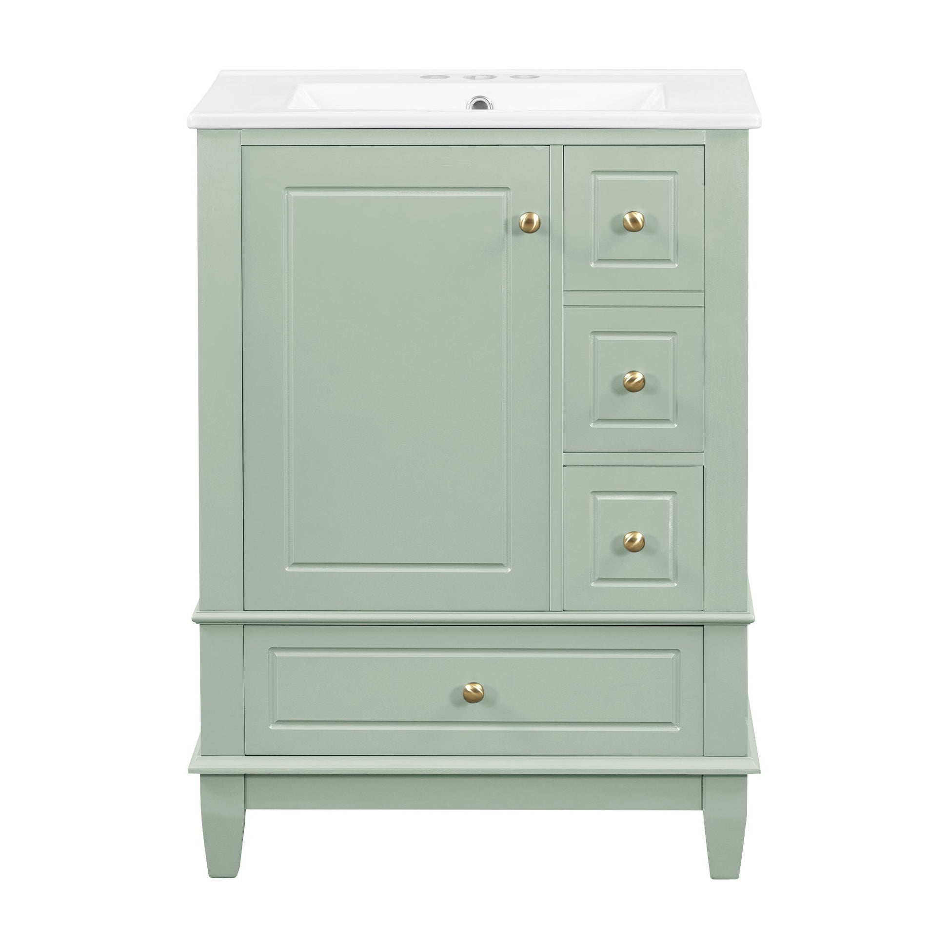 Modern Bathroom Vanity With Sink, Freestanding Cabinet With Drawers And Storage Shelves