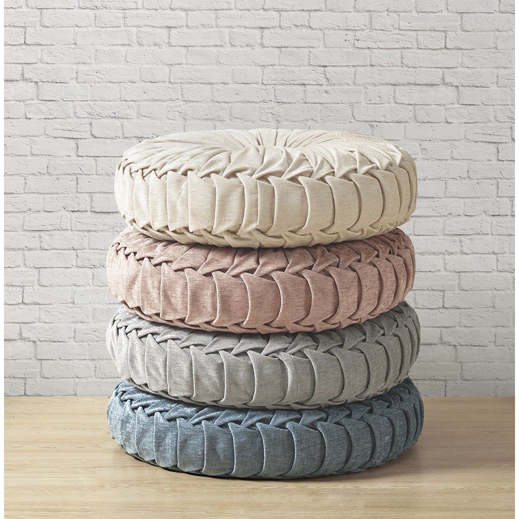 Loretta - Round Floor Pillow Cushion - Aqua