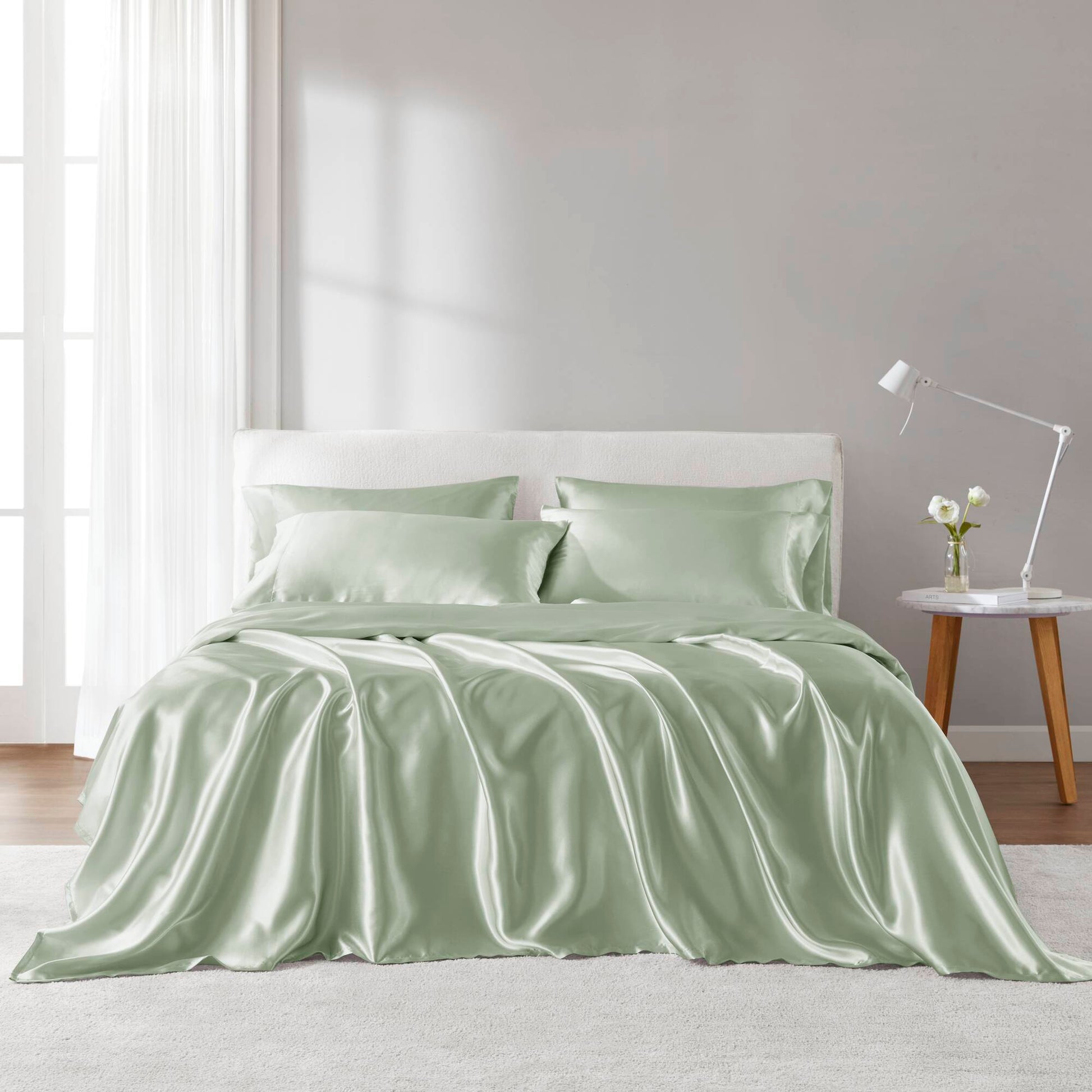 Satin - 6 Piece California King Luxury Sheet Set - Sage