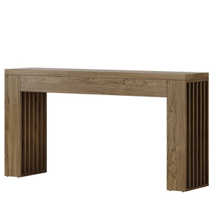 Console Table With Vertical Slat Legs For Entryway - Rustic Brown