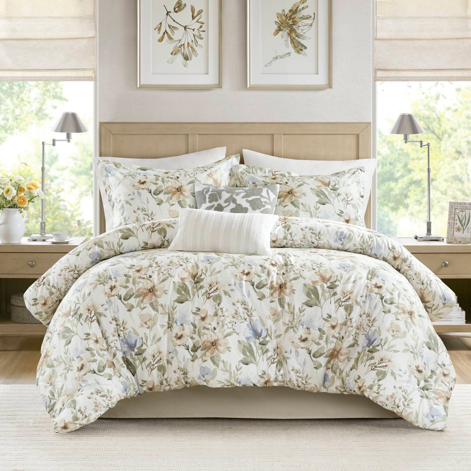 Herbal - California King 6 Piece Print Oversized Comforter Set - Multi