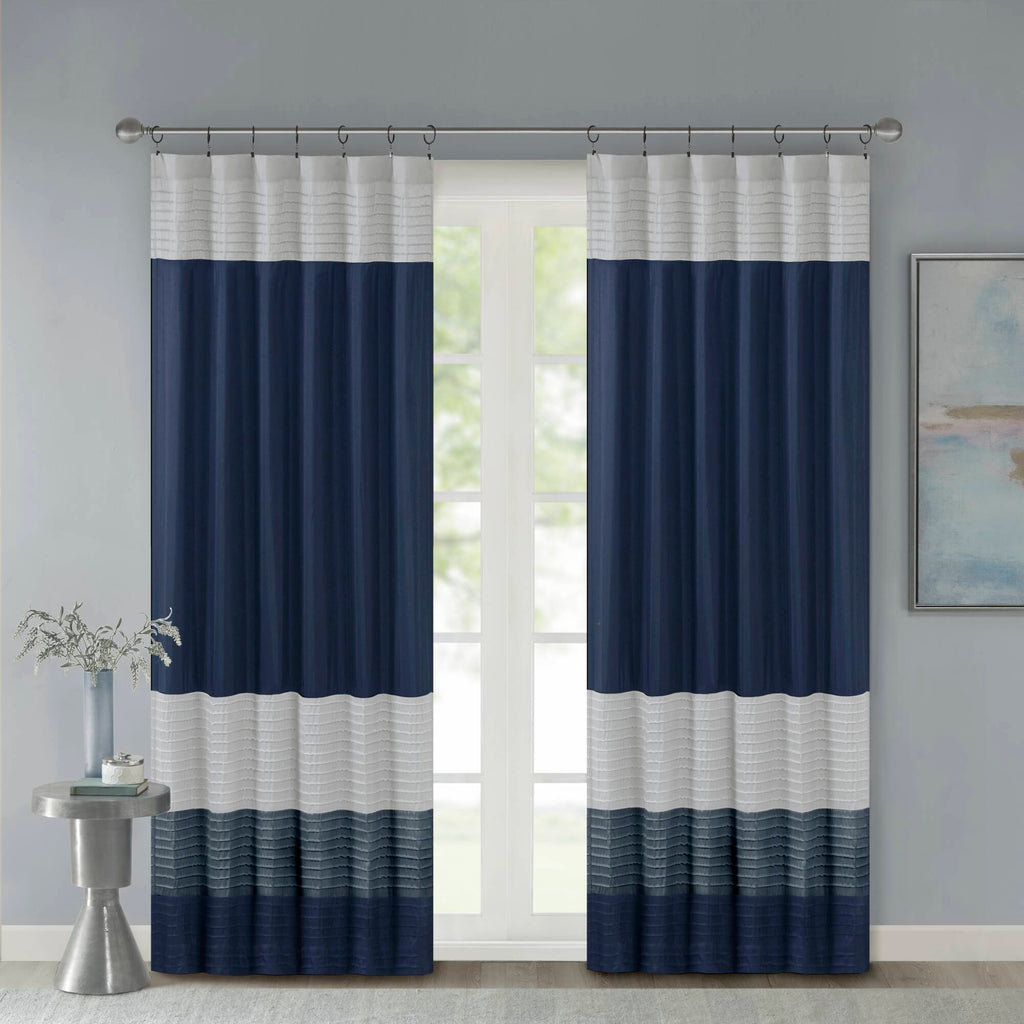Amherst - 84" Polyoni Pintuck Window Panel - Navy