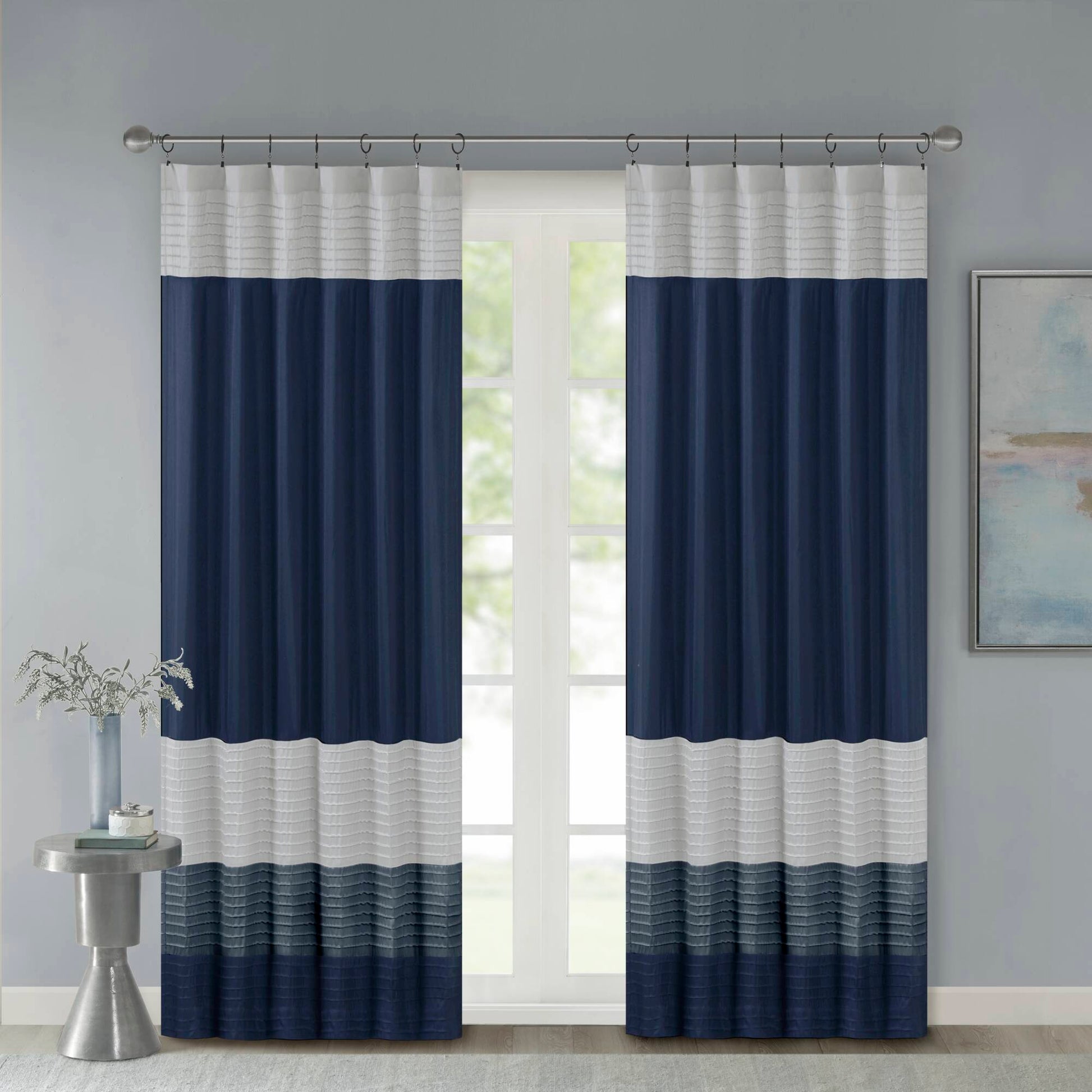Amherst - 84" Polyoni Pintuck Window Panel - Navy