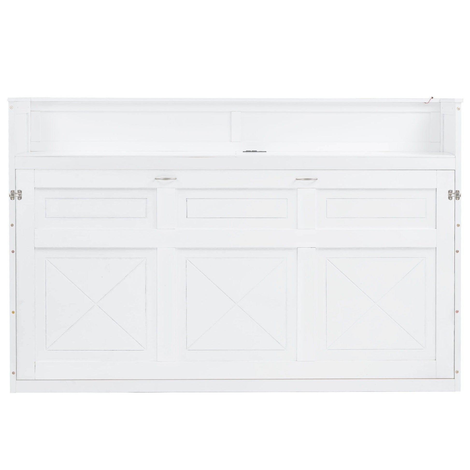 Murphy Bed With Desk, LED Light And USB Charging Station