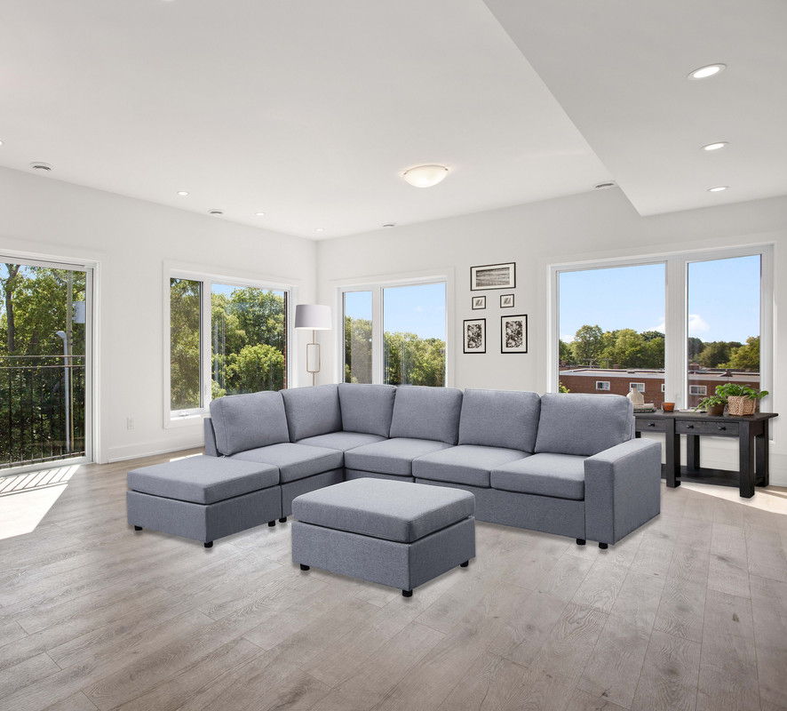 Marley - 7 Seat Reversible Modular Sectional Sofa With Ottoman