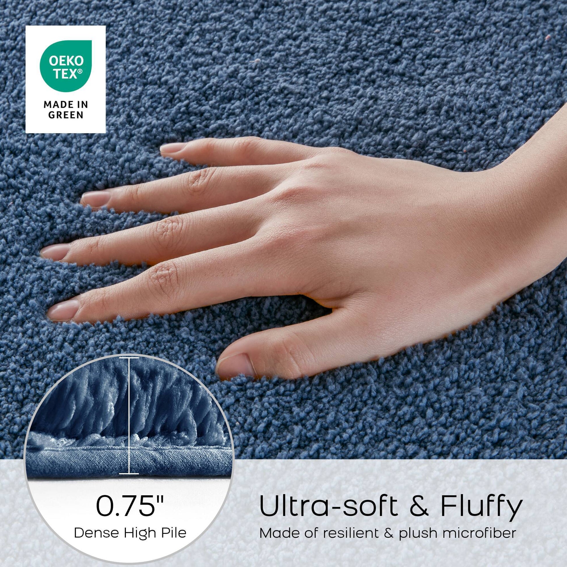 Marshmallow - 20" x 24" Bath Rug - Navy