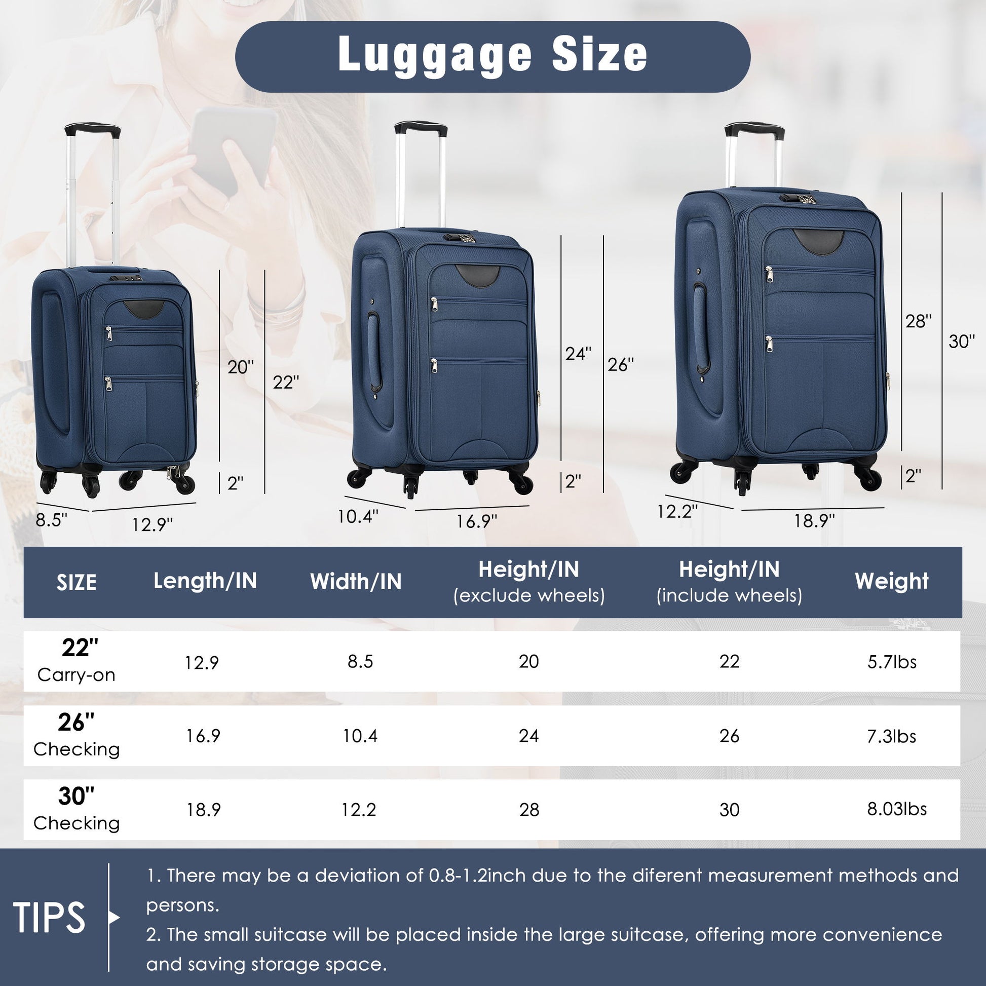 Softside Luggage Expandable Set & Duffel Bag Upright Spinner