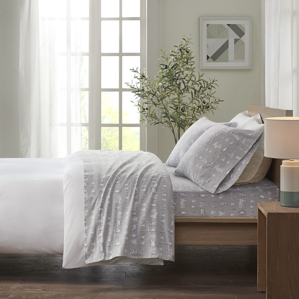 Cozy Flannel - Twin Printed Sheet Set - Bear