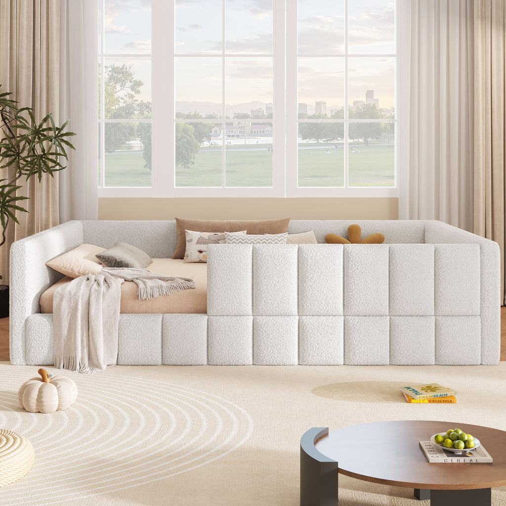 Upholstered Daybed With Soft Padded Cube Design