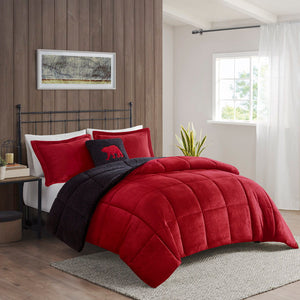 Alton - King Down Alternative Comforter Set - Red / Black