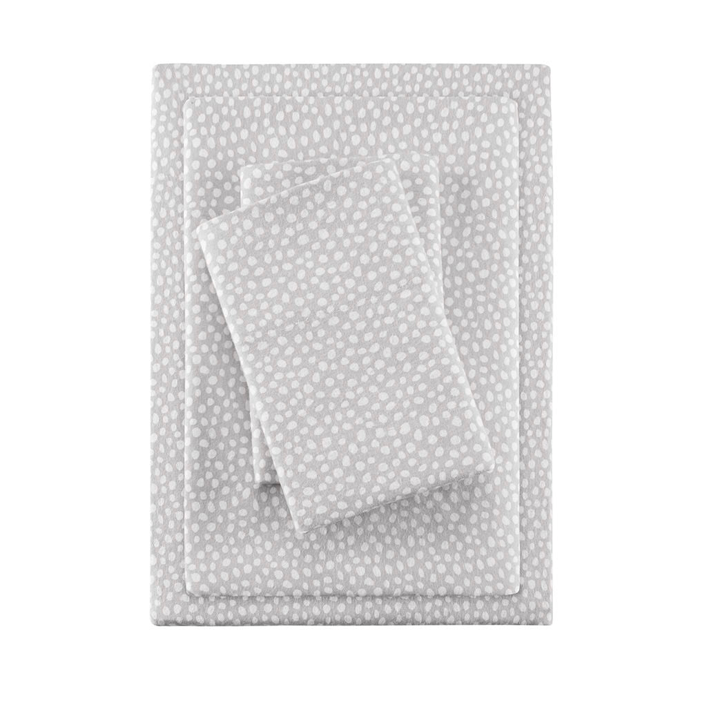 Cozy Flannel - Twin Printed Sheet Set - Gray Dots