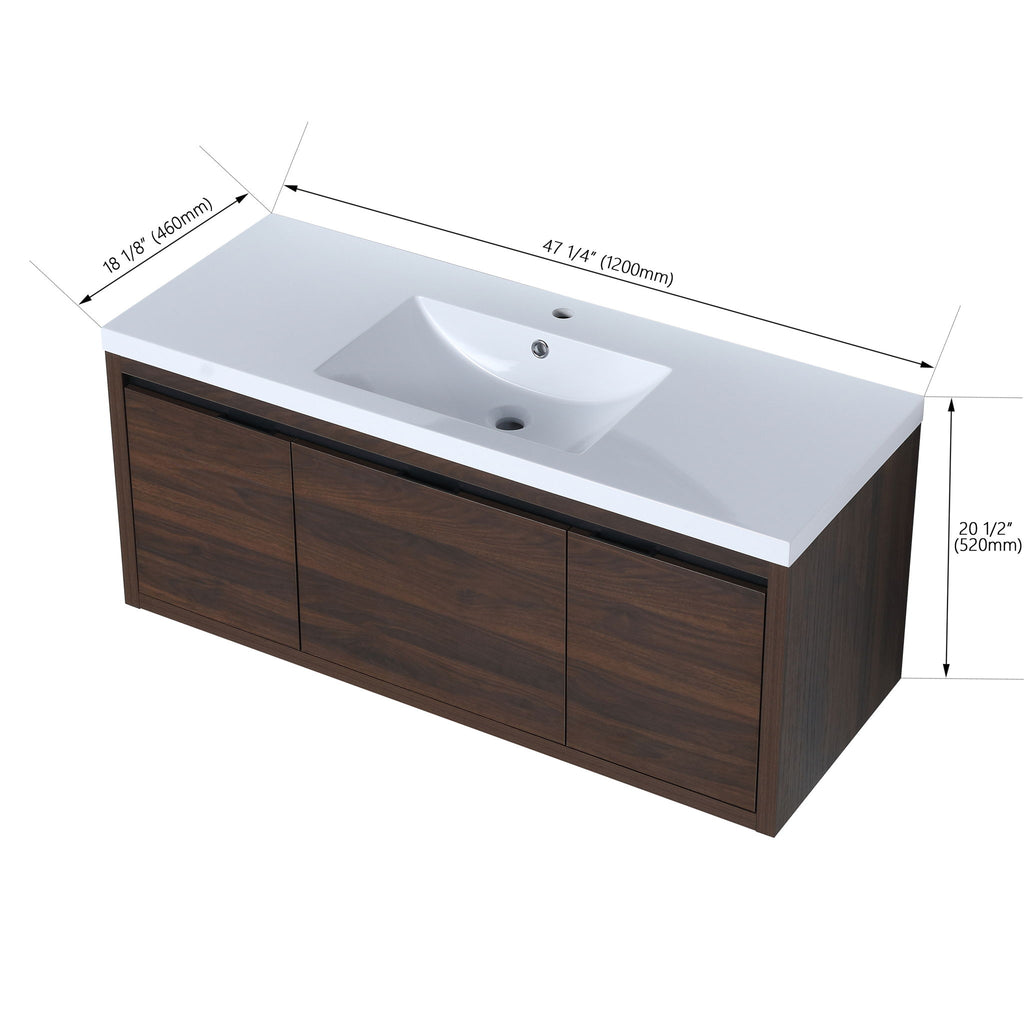 Floating Bathroom Vanity With Resin Sink And Soft Close Doors