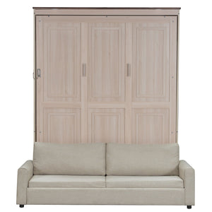 Queen Size Murphy Bed With Sofa And LED - Beige