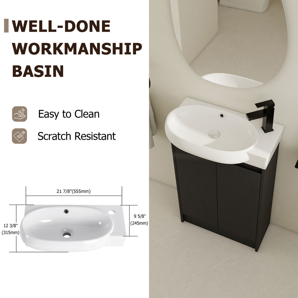 Freestanding Bathroom Vanity With Sink And Storage Rack, Soft Close Doors Base With Basin