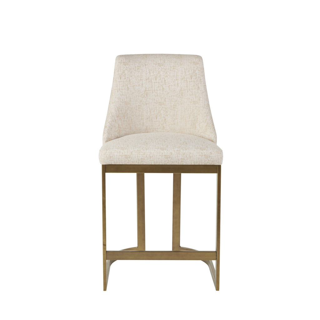 Upholstered Counter Stool With Metal Base - Cream