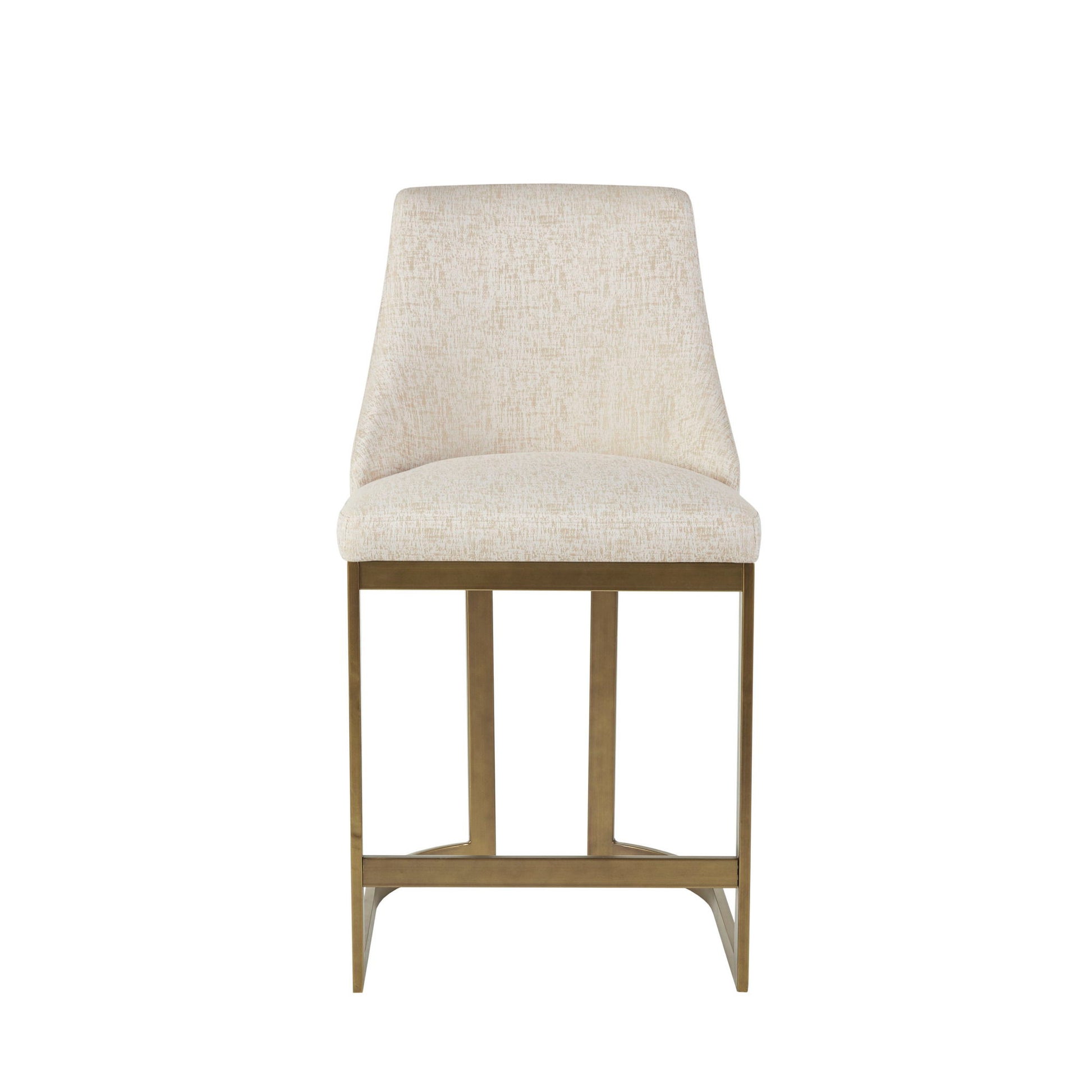 Upholstered Counter Stool With Metal Base - Cream